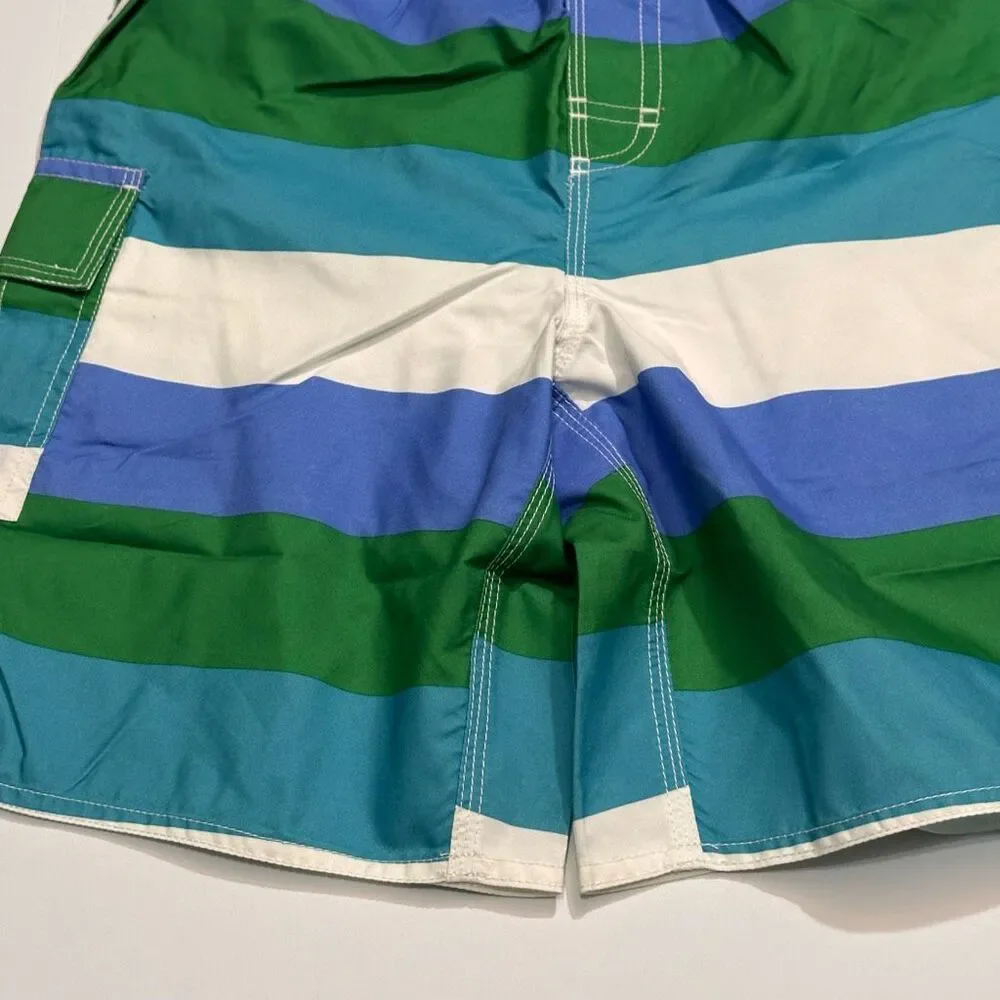 Chalaco Striped Swim Trunks blue, green | Men Size 14/Large
